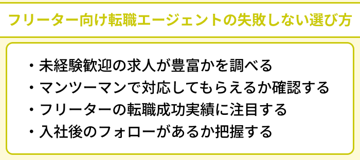 フリーター向け転職エージェントの失敗しない選び方のイラスト