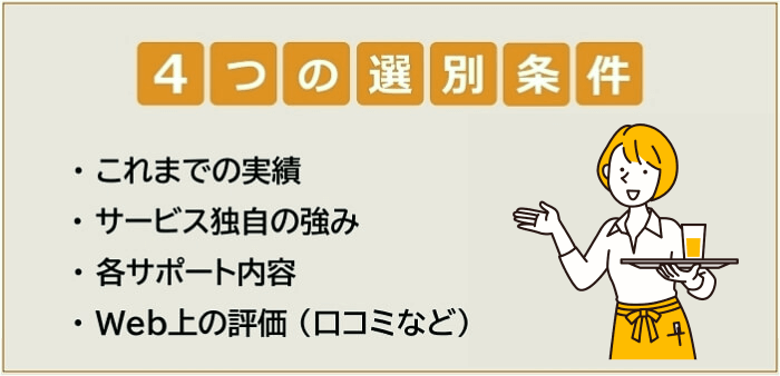 飲食店の転職に強いおすすめ転職エージェント・サイトの選別条件