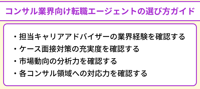 コンサル業界向け転職エージェントの選び方ガイドのイラスト