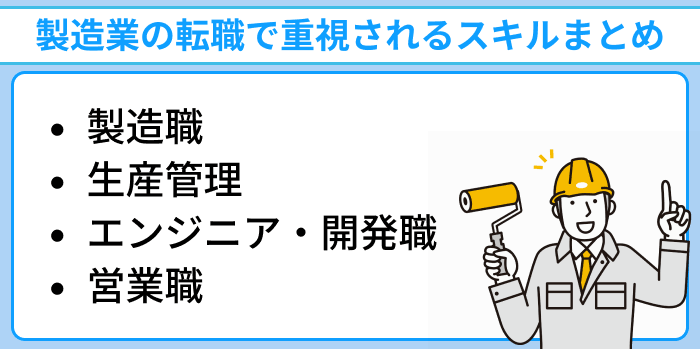 製造業の転職で重視されるスキルまとめのイラスト